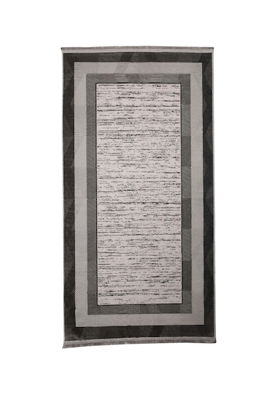 Saten Halı Modern Kaymaz Tabanlı Yıkanabilir Salon Oturma Odası Halısı Baklava Çizgi Desen Gri