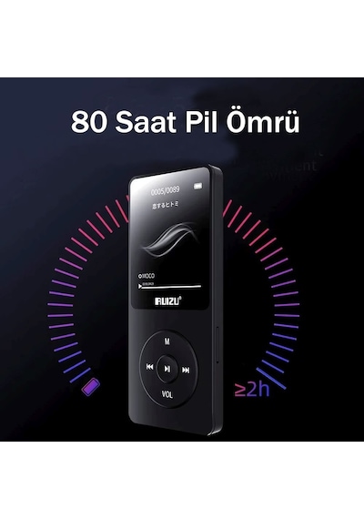 Ruizu X02-b Bluetooth 5.0 Ultra İnce Mp3 Mp4 Çalar Radyo 8gb Mp3 Player