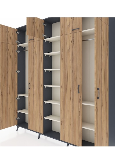 Arges Dolap 12 Raflı 9 Kapaklı 2 Askılı 220x30x243 Antrasit-çam/aytaşı Atlas Çam/aytası Arges Dolap 12 Raflı 9 Kapaklı 2 Askılı 220x30x243 Antrasit-çam/aytaşı Atlas Çam/aytası