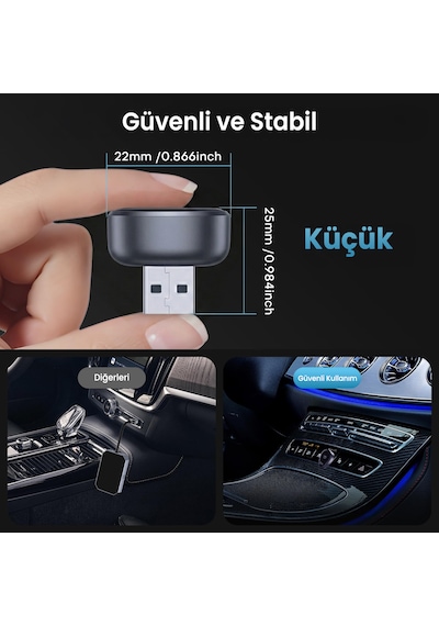 Bix Cb01 2.4g/5g Wifi Carplay Android Auto Kabloludan Kablosuza Çevirici Usb Adaptör Siyah Diğer