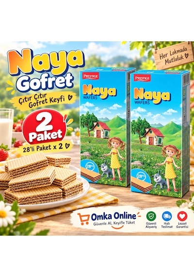 Naya Gofret 28 Li Paket X 2 Adet Çikolata Dolgulu Çıtır Çıtır Bulgaristan Gofreti Balkan Atıştırmalığı