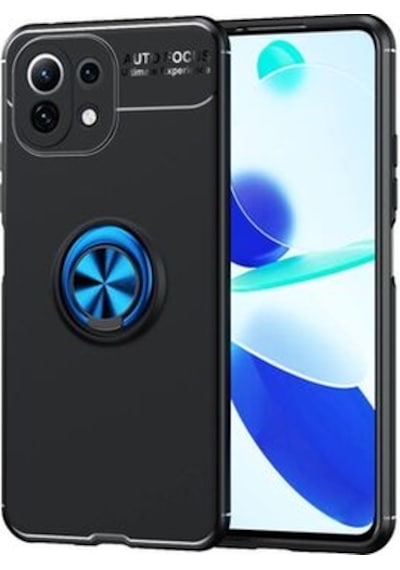 Xiaomi Mi 11 Lite Kılıf Yüzüğü Stant Ve Araç Tutucu Olabilen Şık Esnek Premium Silikon Kapak Ryc/ravel Siyah - Mavi