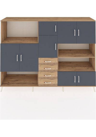 Hyperion Dolap 9 Raflı 4 Çekmeceli 8 Kapaklı 220x44x163 Çam-antra Çam-antrasit/çam Hyperion Dolap 9 Raflı 4 Çekmeceli 8 Kapaklı 220x44x163 Çam-antra Çam-antrasit/çam