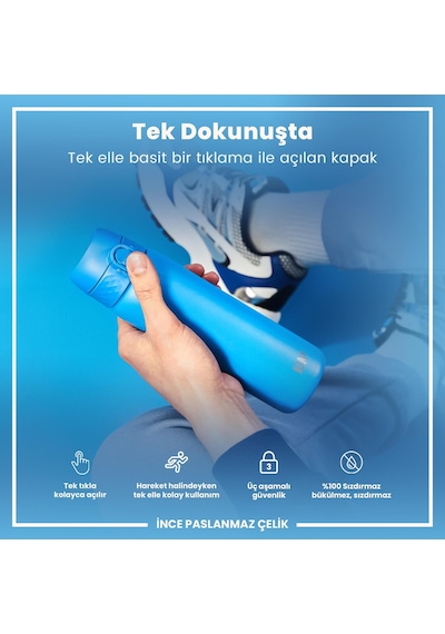 Ion8 - Paslanmaz Çelik İnce Suluk - Mavi - 600 Ml - Sızdırmaz