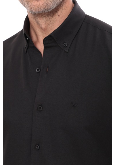 Slim Fit Uzun Kol Pamuklu Hediye Kutulu Kolay Ütülenebilir Erkek Gömlek Fs-002225 - Siyah-1776