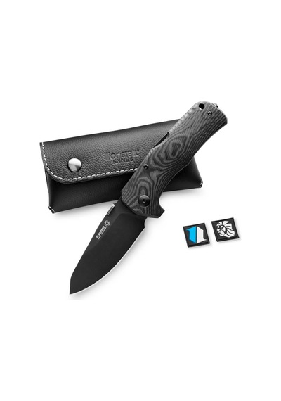 Lionsteel Tm1 Special Edition - Bladehq - Black Camo Carbon Fiber - Black Blade Deri Kılıflı Kamp Çakı Siyah
