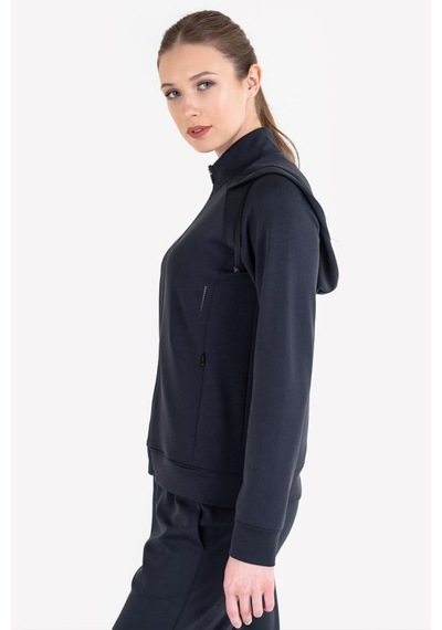 Lescon 23ntbs002109-633 Siyah Kadın Fermuarlı Kapüşonlu Sweatshirt Siyah