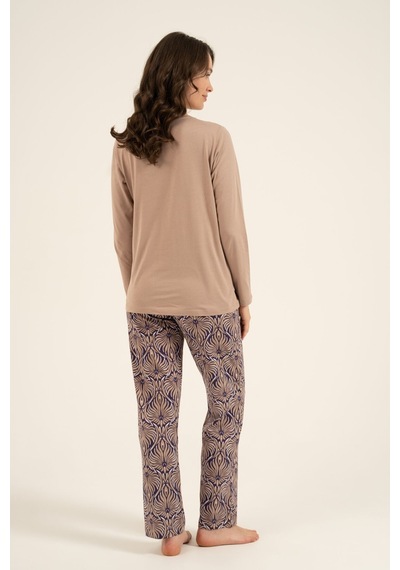 Arnetta Kadın Everyday Is A Fresh Start Kahverengi Uzun Kol Pijama Takım Ar3769-s-v2 Ar3769-s-v2