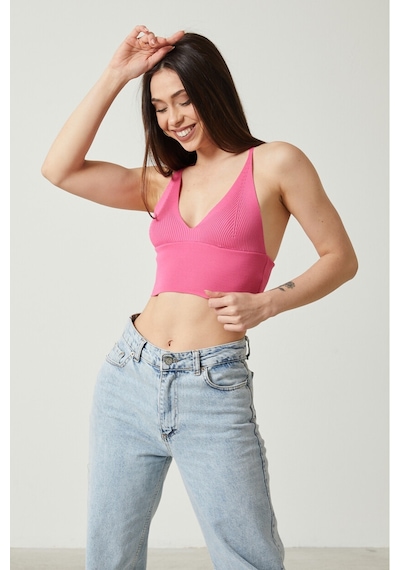 Twenty3 Kadın Super Crop Sırt Detaylı Triko Büstiyer Bluz 001