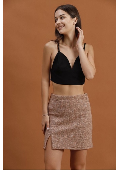 Verymoda Kaşe Mini Etek F1352 Kahve