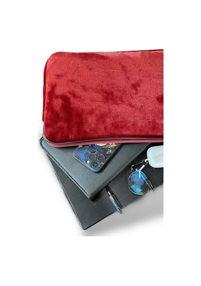 Plush Studıo 13-13.3-14 Inch Peluş Macbook, Laptop Çantası, Bordo Toscase Askısız 36x26cm Bordo Bordo