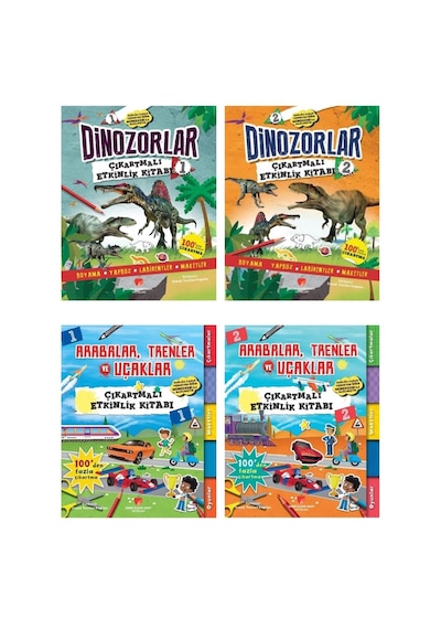 Dinozorlar Arabalar Trenler Ve Uçaklar Çıkartmalı Etkinlik Seti