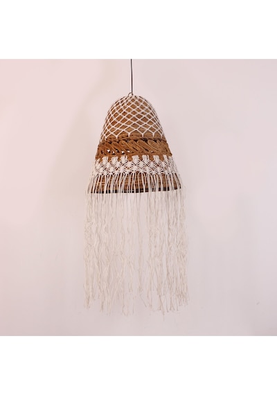 Medusa Doğal Abaka Ve Makrome 50x115 Cm Avize Bej