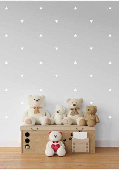 Üçgen Duvar Sticker Çocuk Odası Çalışma Odası Sticker 240 Adet Beyaz 3 Cm