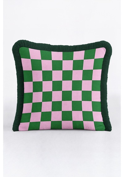 Damalı Retro Geometrik Pembe Saçaklı Yastık Kılıfı - Optik Bohem Yeşil Siyah Püsküllü Kırlent Kılıfı Derin Esinti Opal Damalı Retro Geometrik Pembe Saçaklı Yastık Kılıfı - Optik Bohem Yeşil Siyah Püsküllü Kırlent Kılıfı Derin Esinti Opal