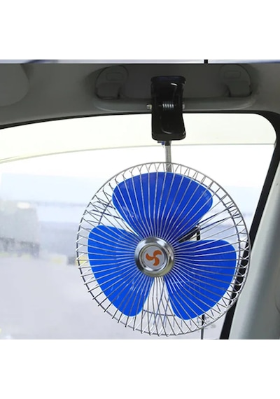 Araç İçi Fan Oto Vantilatör 12 Volt Mandallı 10 İnç 12V