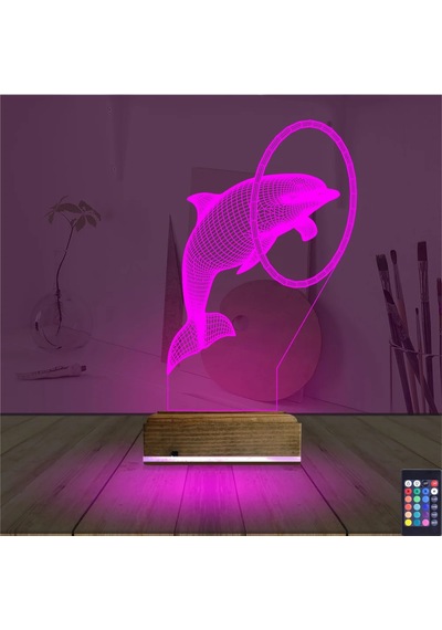 Luvivia Yunus Balığı Çember 3d Lamba - Masa Gece Lambası Şeffaf