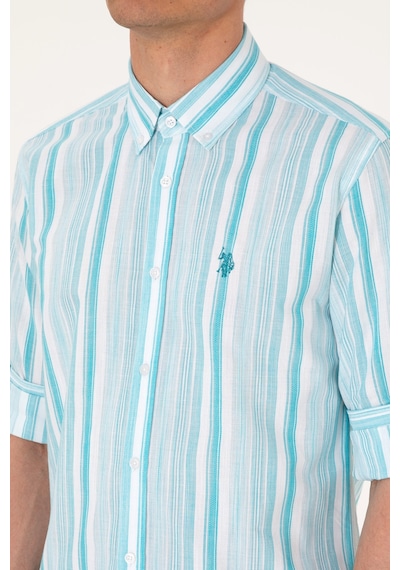 U.s. Polo Assn. Erkek Aqua Gömlek Desenli 50306331-vr007 Aqua