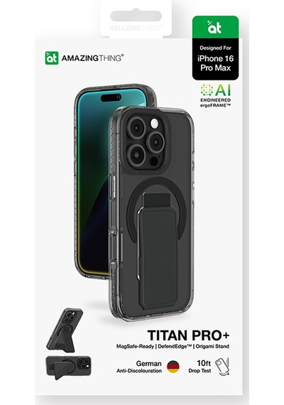 Apple iPhone 16 Pro Uyumlu Kılıf Magsafe Şarj Özellikli Standlı Amazingthing Titan Pro Plus Kapak Siyah