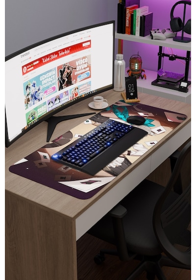 Lyney Genshin Impact Anime Gacha V5 - 90x40 Xxl Gaming Mouse Pad Fare Altlığı