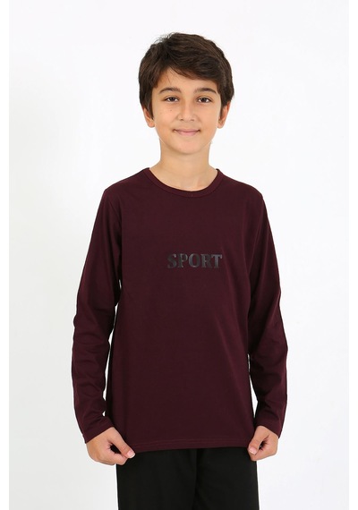 Akbeniz Erkek Çocuk Uzun Kol Penye Pijama Takım 20437 Bordo