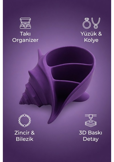 Deniz Kabuğu Takı Organizer Dekoratif Takı Kutusu Yüzük, Kolye Ve Bileklik Düzenleyici Mor