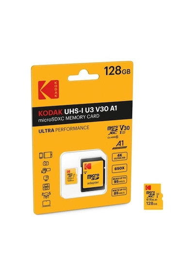 Kodak 128gb Uhs-ı U3/v30/a1 Micro Sd Hafıza Kartı + Adaptör Kırmızı