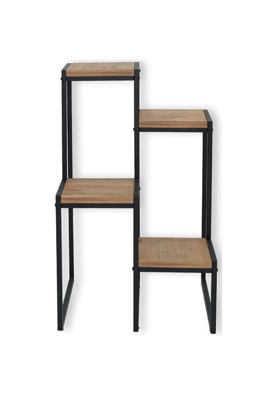 Dekoratif Metal Gövdeli 4 Ahşap Raflı Saksılık Katlı Dikey Saksı Standı Çiçeklik Bahçe Ve Balkon Dekoru Garden