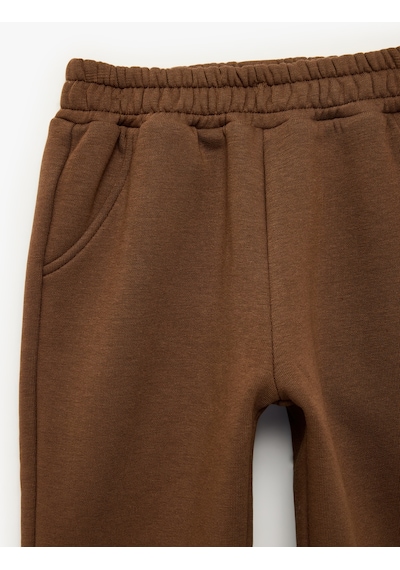 Koton Beli Lastikli Şardonlu Cepli Jogger Eşofman Altı Kahverengi 7wmb40022tk Kahve