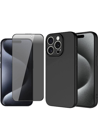 Vendas Apple Uyumlu iPhone 15 Pro Max Kılıf Zore Mara Lansman Kapak + Hayalet Ekran Koruyucu Siyah
