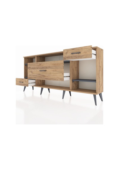 Arges Konsol 4 Raflı 3 Çekmeceli 176x30x83 Çam-antrasit/çam Antrasit/çam Arges Konsol 4 Raflı 3 Çekmeceli 176x30x83 Çam-antrasit/çam Antrasit/çam