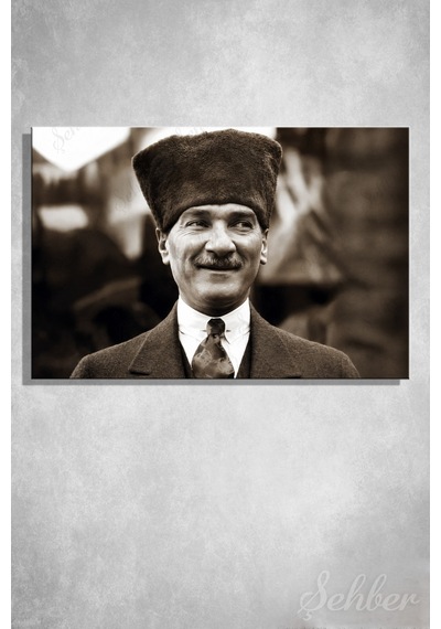 Türkiye Cumhuriyeti'nin Kurucusu Gazi Mustafa Kemal Atatürk Portresi Yatay Kanvas Tablo 4182 Çok Renkli