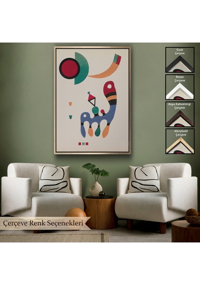 Ahşap Çerçeveli Vasiliy Kandinsky - 11 Resim Ve 7 Şiir Soyut Tablosu-7485
