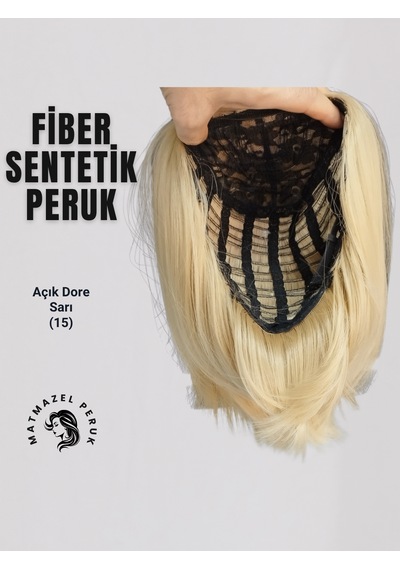 Kısa Sentetik Peruk Açık Dore Sarı