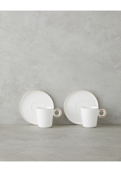 English Home Eclipsed Porselen 4 Parça 2 Kişilik Kahve Fincan Takımı 85 Ml Beyaz-gold Beyaz-gold