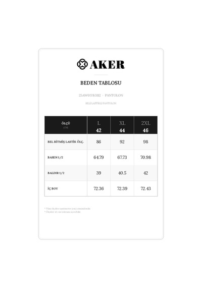 Aker Siyah Beli Lastikli Pantolon Siyah Siyah