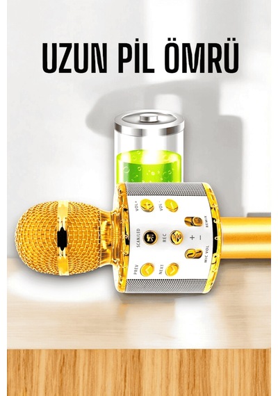 Kablosuz Bluetooth Karaoke Mikrofon Usb Aux Girişli Yüksek Ses Kalitesi