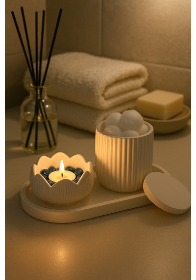 Lotus Form Dekoratif Set Minimalist & Şık Tasarım 4 Parça