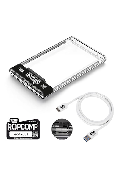 Ropcomp 2.5" Usb 3.0 Sata Harici Harddisk Kutusu Şeffaf