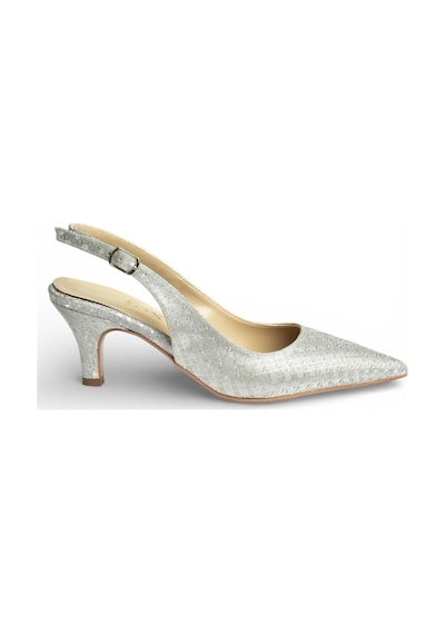 Fox Shoes Y572471514 Gümüş Sim Alçak Topuklu Kadın Abiye Ayakkabı Gümüş