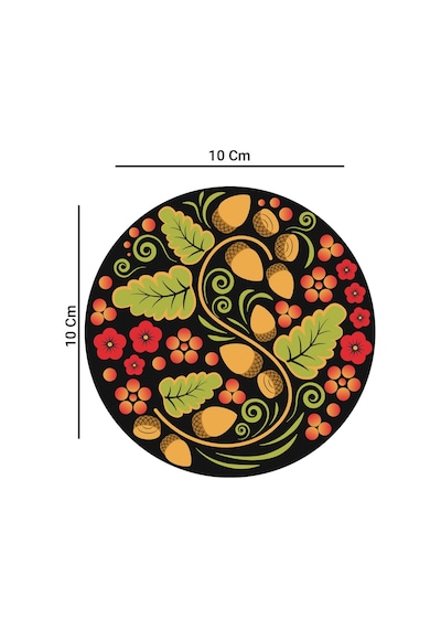 Valerine Life Fındık Desenli Yıkanabilir Kaydırmaz Ofis Çay Ve Fincan Bardak Altlığı 10x10cm 6 Adet Siyah