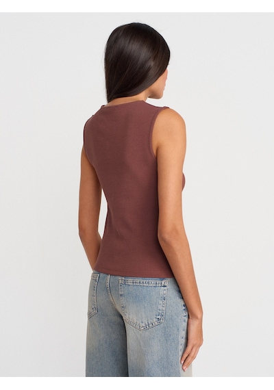 Dilvin 31701 Düğme Detaylı Kolsuz Top-kahve Kahve