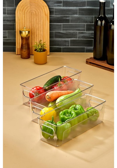 Buzdolabı Ve Dolap İçi Düzenleyici Şeffaf Organizer Set - 3 Adet, Cc.cp.001 6 Adet Siyah Toka
