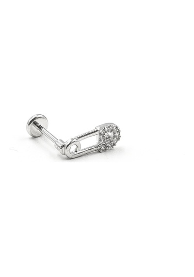 Ataç Tasarım Zirkon Taşlı Gümüş Tragus Helix Piercing Anti Alerjik, Kararma Yapmaz Çok Renkli