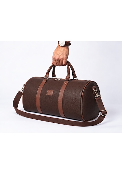 Klasik Vegan Deri Unisex Seyahat Spor Hastane El Ve Omuz Çantası Kabin Boy El Valizi Hostes Bavulu 45x30x28 Cm Acı Kahverengi