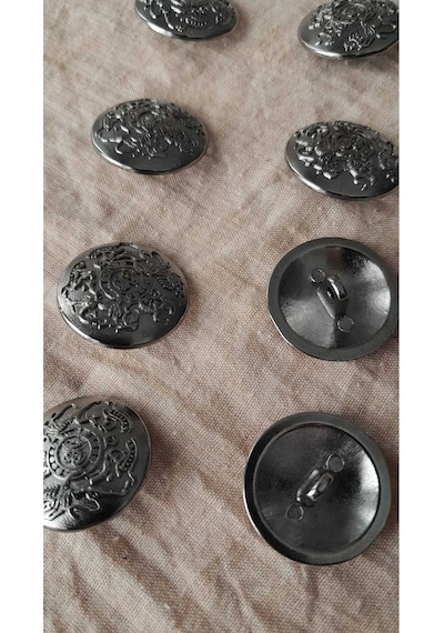 Sıyah Nıkel Metal Düğme 22 Mm 8 Adet