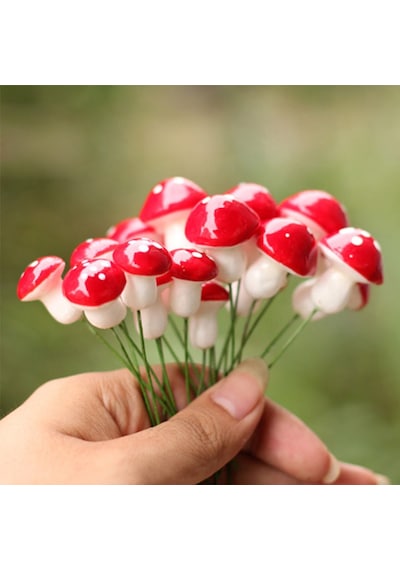 Yapay Mini Süs Mantarları, 1,50Cm - 10 Adet