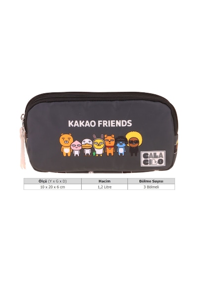 Calacilo Erkek Çocuk İlkokul Kalem Çantası - Kakao Friends Baskılı Siyah Renk Kakao Friends - C4079 Siyah - Gri