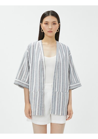 Koton Oversize Keten Kimono Cepli Kısa Kollu Çizgili Multi Renkli 3sak50189uw 3SAK50189UWCSM Çok Renkli Koton Oversize Keten Kimono Cepli Kısa Kollu Çizgili Multi Renkli 3sak50189uw 3SAK50189UWCSM Çok Renkli