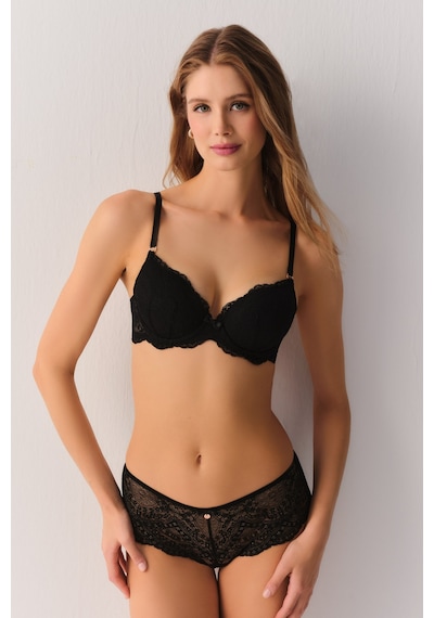 Suwen Lace Deluxe Dantelli Balkonet Sütyen Sw4058012 Siyah